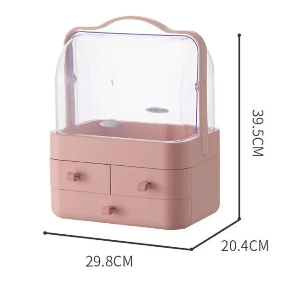 Настільний органайзер для косметики XPRO YM206-2 Three Drawers 4 секції великий рожевий (MER-14976_840) - фото 5