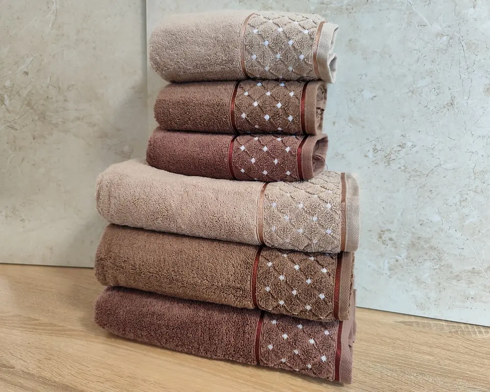 Набір махрових турецьких рушників Zeron 50х90 3 штуки + 70х140 3 штуки Microcotton Baklava Desen - фото 2