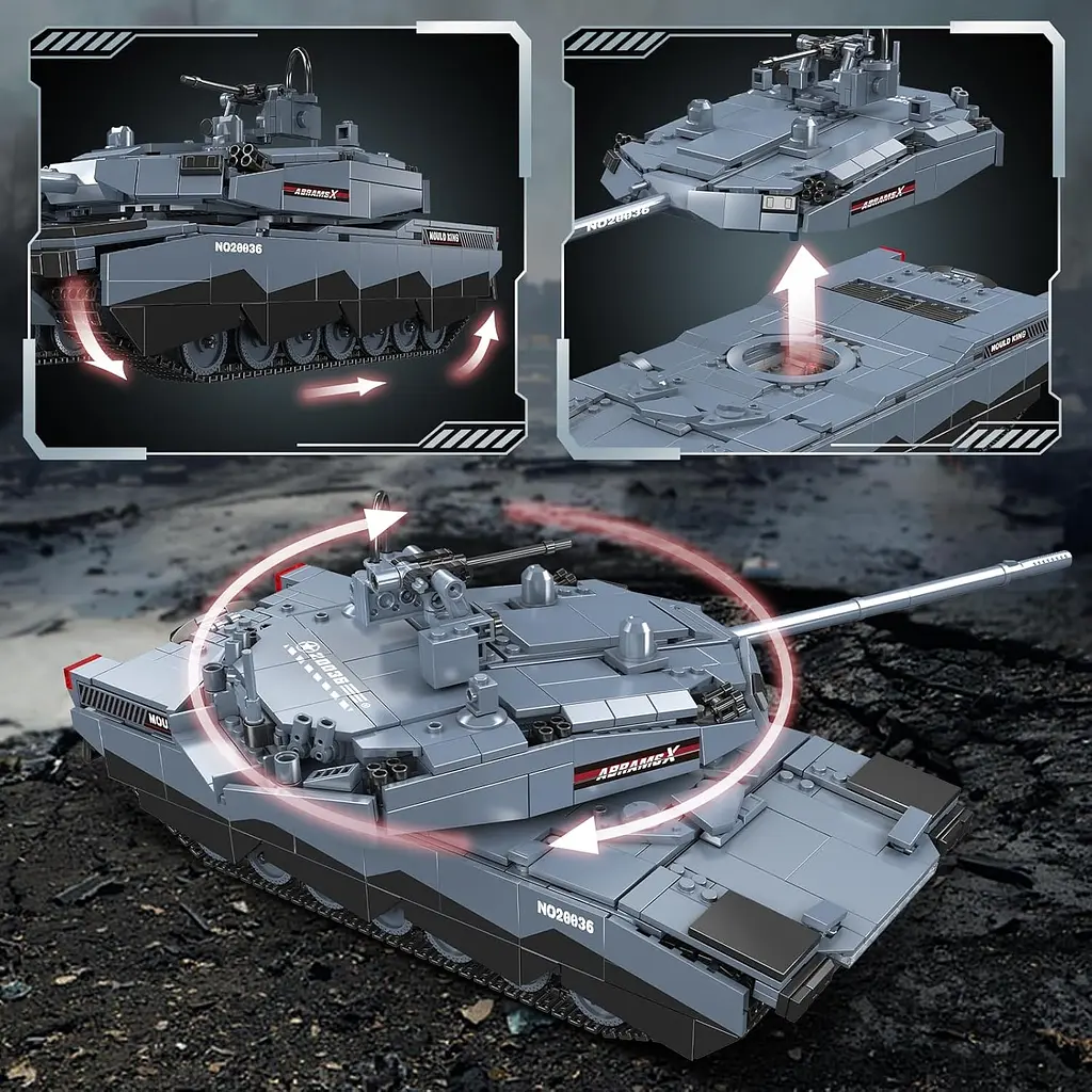 Конструктор танк на радіокеруванні  Mould King танк АБРАМС Abrams X Tank для дорослих та дітей військова техніка 1192 деталі - фото 8