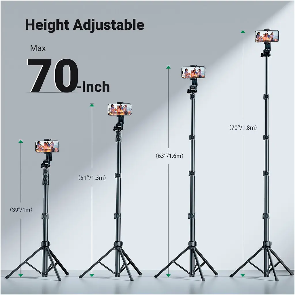 Штатив Ugreen LP680 Selfie Stick Tripod with Bluetooth Remote Black (15609) - фото 4