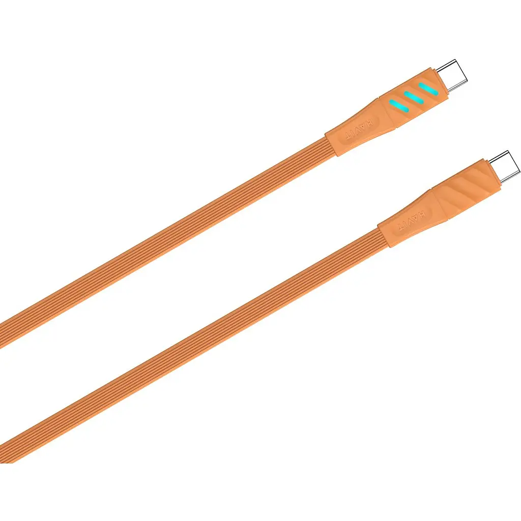Кабель Havit HV-CB6254 PD60W с LED индикатором USB-C to USB-C 3A 1 м оранжевый (HV-CB6254) - фото 4
