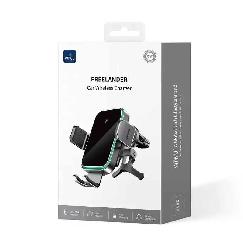 Автотримач для телефона з БЗП WIWU FREELANDER Car Wireless Charger CH-313 Black (6976195097351) - фото 2