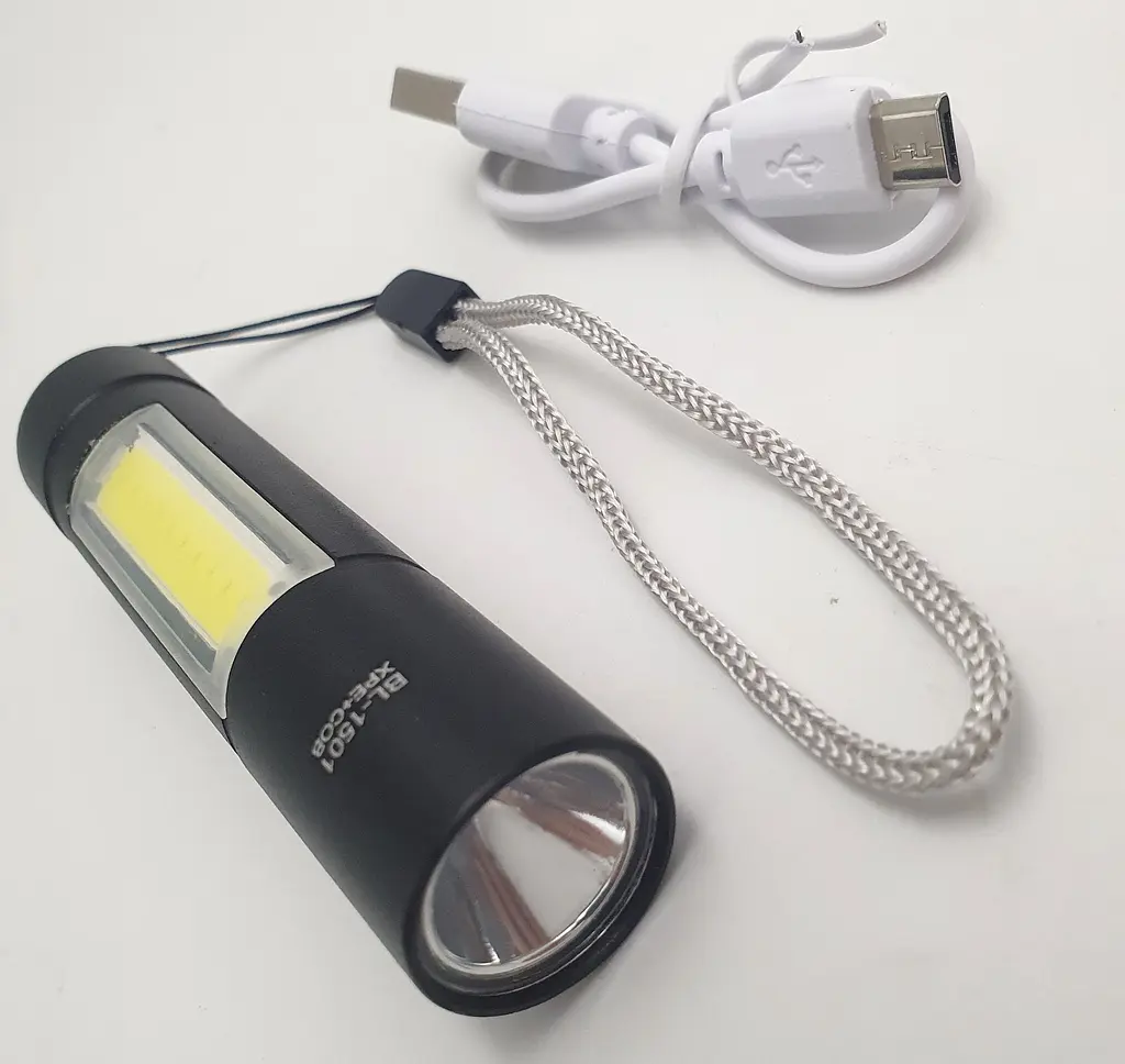 Ручний LED ліхтар мініатюрний ліхтарик акумуляторний з бічним COB світильником USB зарядка Bailong BL 1501 XPE+COB - фото 9