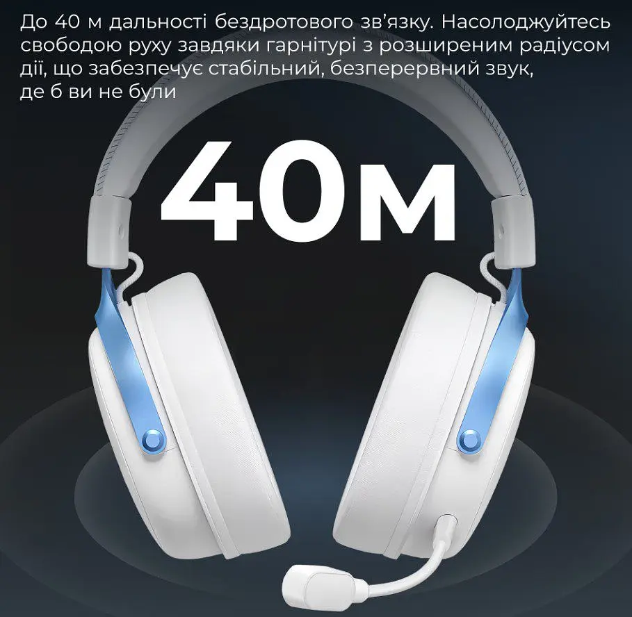Беспроводные игровые наушники GamePro HSW-191-WHB Asgard Skadi Wireless 7.1 White-Blue - фото 15