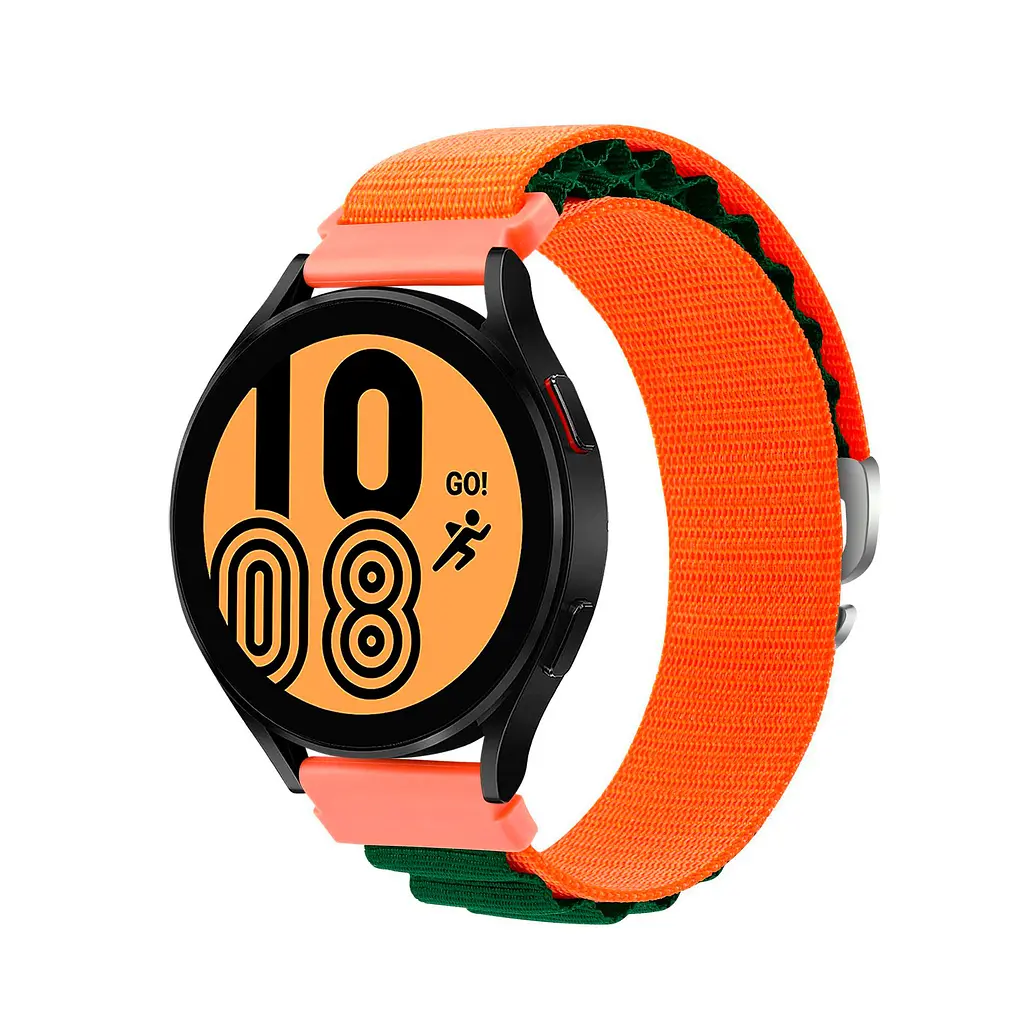 Ремінець для Samsung Galaxy Watch 5 40mm - оранжево-темно-зелений Watchbands NormalCloth ширина кріплення 20мм нейлоновий (W24-1WB61681168) - фото 4