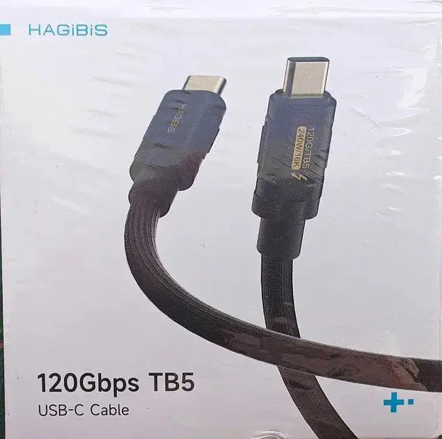 Кабель USB4 Thunderbolt 5 HAGiBiS Type-C 120Gbps 240W Black Soft 1 метр - фото 2