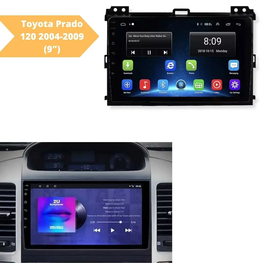 Штатна автомагнітола XPRO Toyota Prado 120 2004-2009 (9") Android 10.1 (4/32) чорний (MER-14143_5408) - фото 2