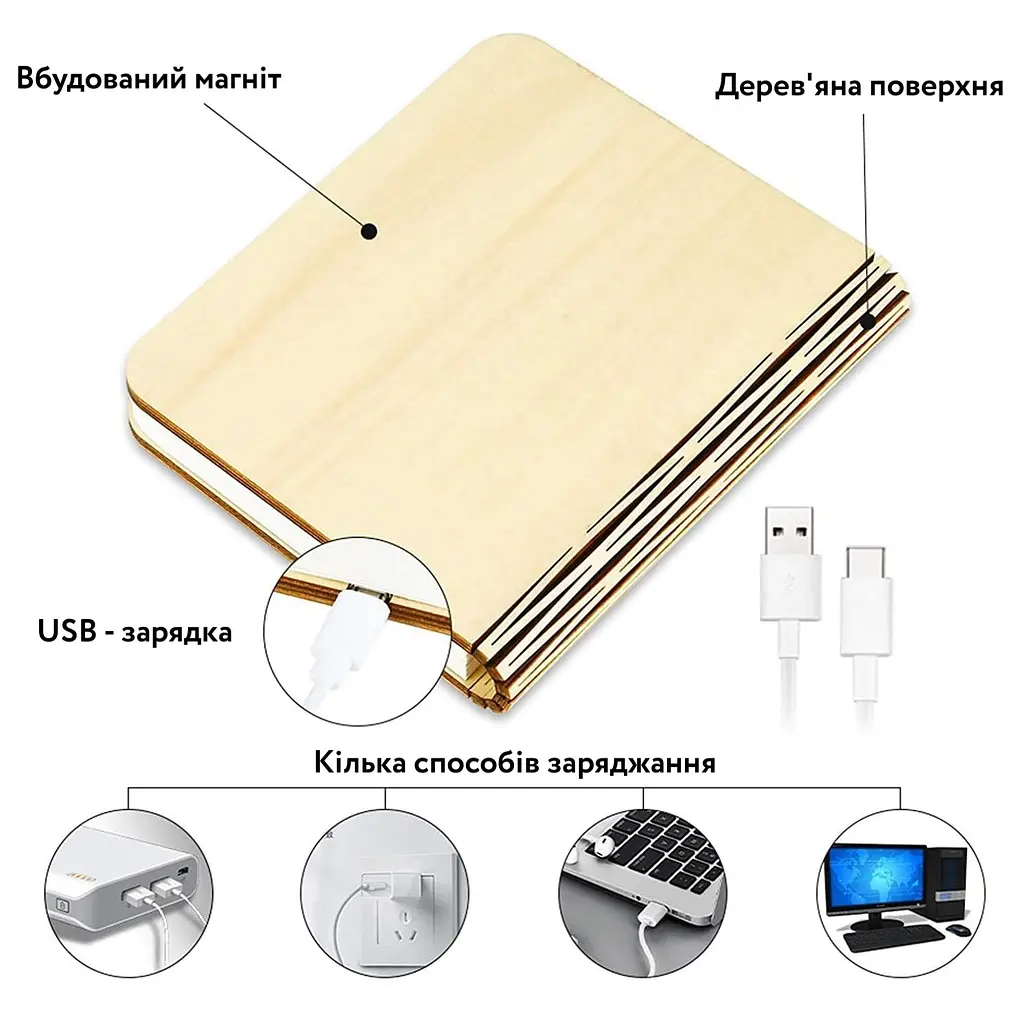 Складна настільна світлодіодна лампа у формі книги із USB-зарядкою - фото 6