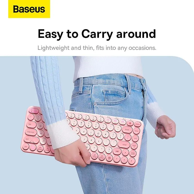 Клавиатура Baseus K01A Wireless Tri-Mode Keyboard 2.4G + BT1 + BT2 беспроводная розовая - фото 8