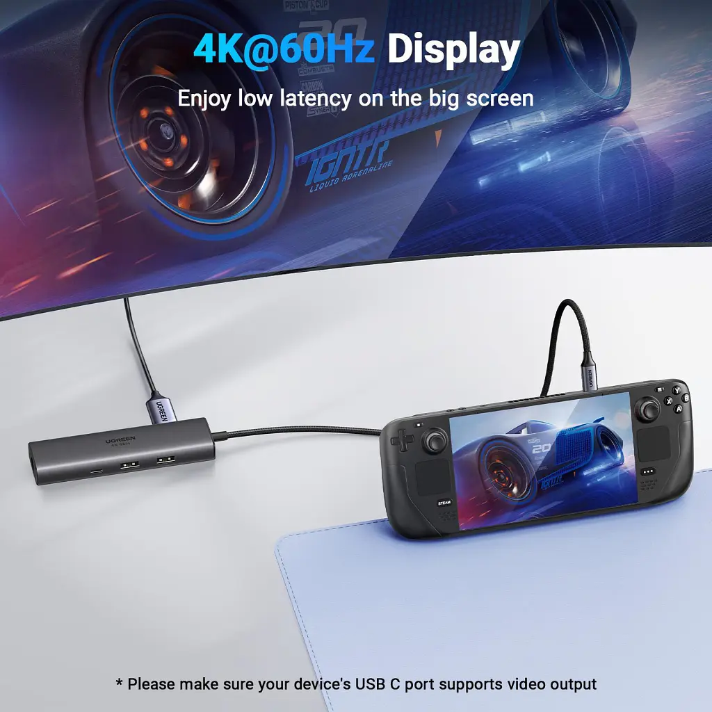 Концентратор Ugreen USB-C to HDMI + 2xUSB 3.2 + USB-C 3.2 + RJ45 + PD CM512 gray (45000) - фото 3