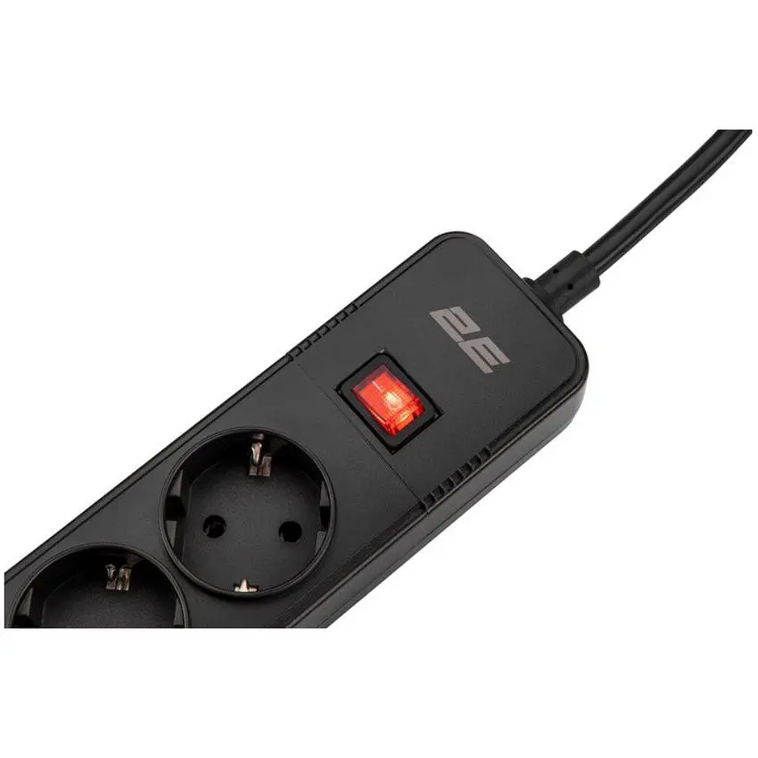 Сетевой фильтр-удлинитель 2E SP515M2-USB-BK 5хSchuko 3xUSB 2 м 5 розеток 16 А 3.68 кВт - фото 3