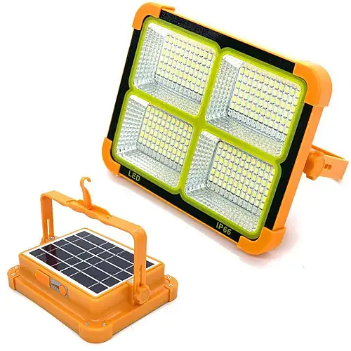 Акумуляторний прожектор із сонячною панеллю 100W / Світлодіодний Solar LED ліхтар 2400mAh - фото 5