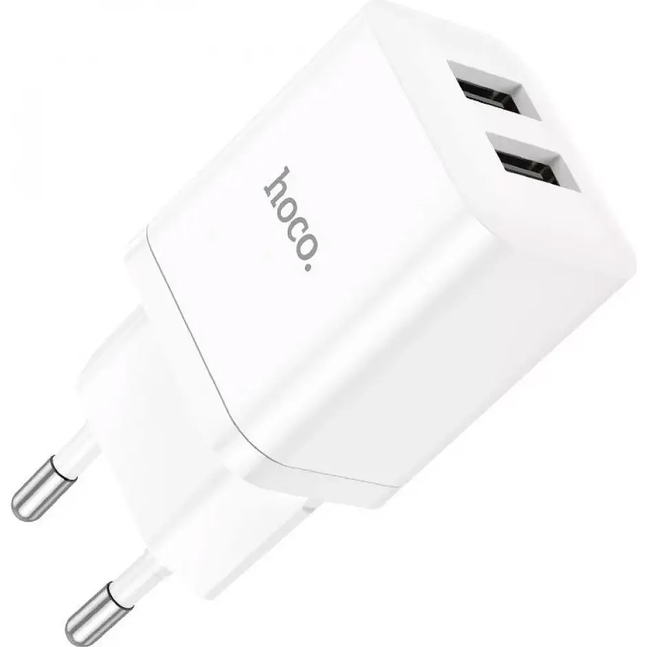 Мережевий зарядний пристрій Hoco N25 2 USB White [782083] [93093] - фото 2