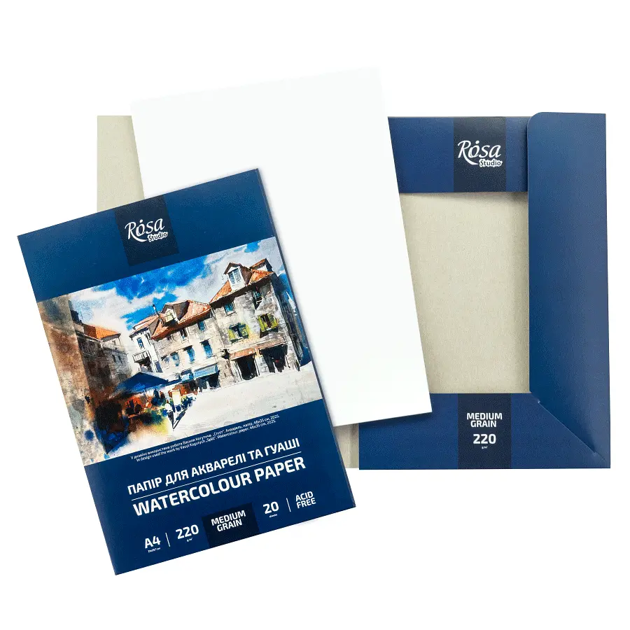 Папір для акварелі Rosa Studio А4 21х29,7см 220г/м2 20л Середнє зерно - фото 4