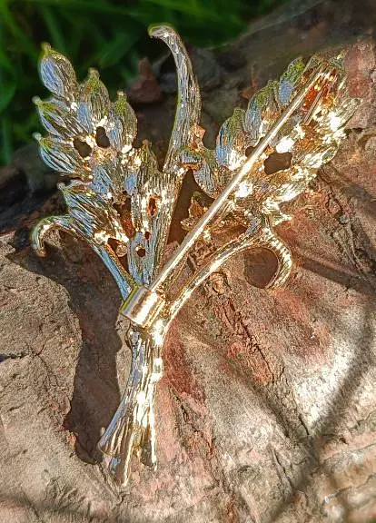 Брошь-булавка колоски пшеницы 5.3 x 4 см со стразами Желто-Голубая - фото 2