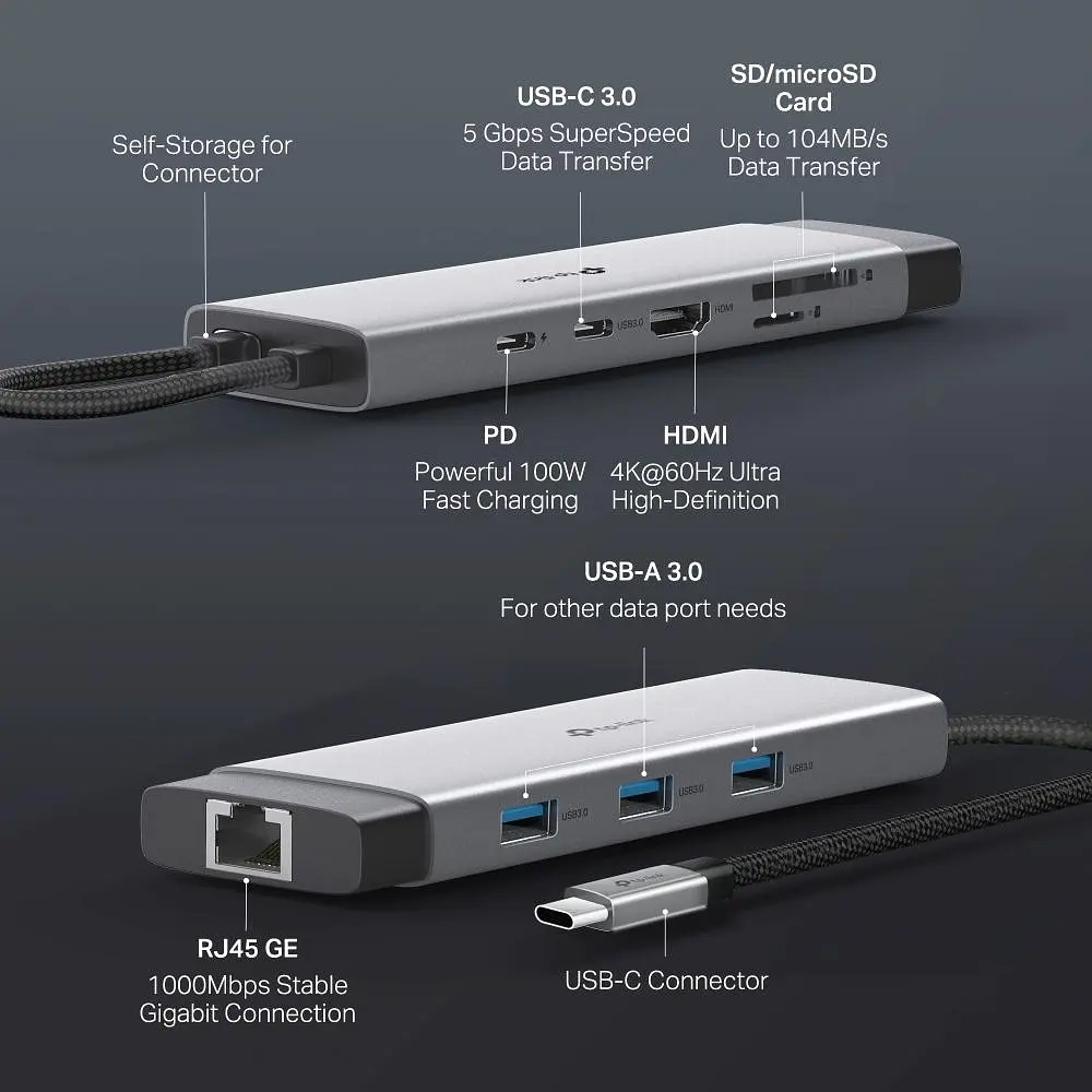USB-Хаб TP-Link USB Type-C 9-в-1 (UH9120C) - фото 13