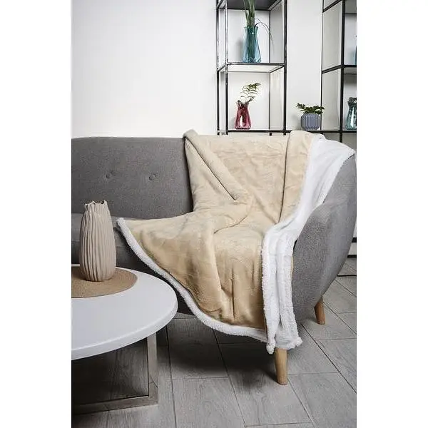 Ковдра Soho Plush hugs Beige флісова, 220х200 см, бежева з білим (1225К) - фото 4