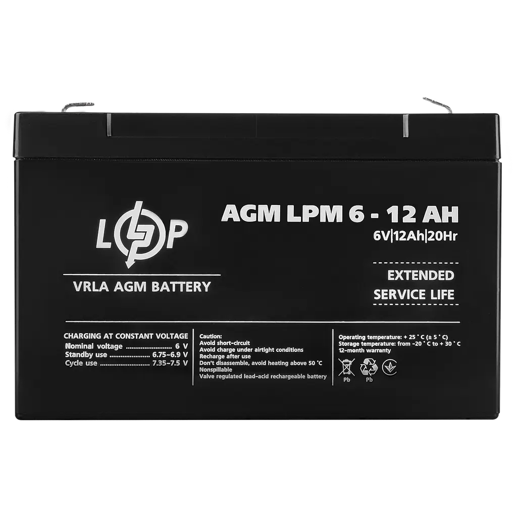 Акумулятор AGM LogicPower LPM 6 V - 12 Ah (LP4159) - фото 4