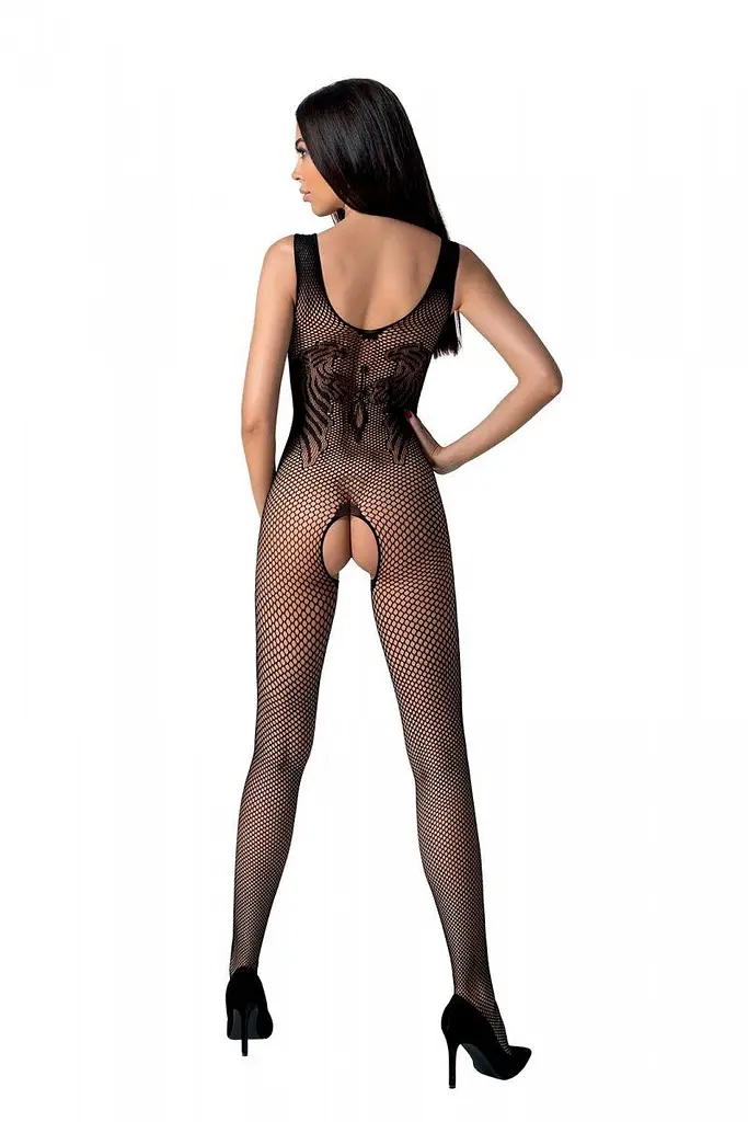 Бодістокінг з крилами Passion BS098 One Size, black, середня сітка, відкритий доступ - фото 2