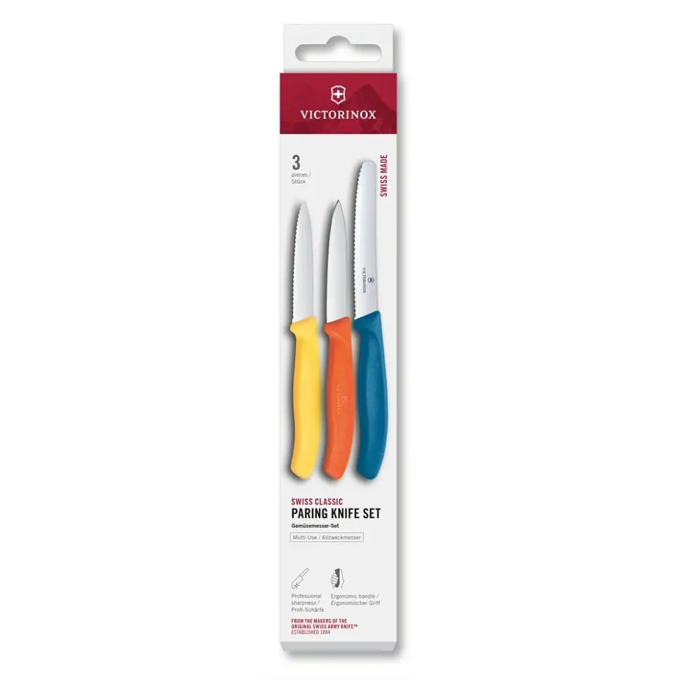 Набір ножів для чищення овочів Victorinox Swiss Classic 3 ножа жовт/помар/син 6.7116.32C1 - фото 2