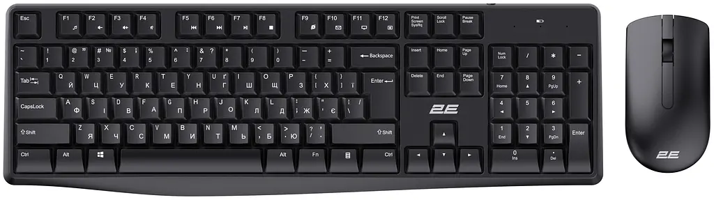 Комплект бездротова клавіатура та миша 2E MK-390 Black WL, EN/UK