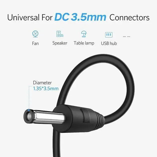 Кабель UGREEN US277 1м DC 3.5мм - USB для ламп, вентиляторів, USB хабів та ін. USB Type A на 3.5мм х 1.35мм - фото 3