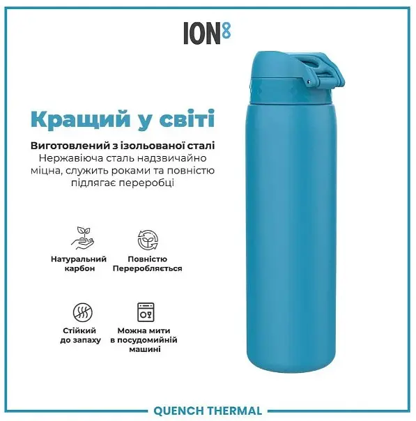 Бутылка для воды ION8 металлическая вакуумная 920 мл Vacuum Insulated Blue (I8TS1000BLU) - фото 6