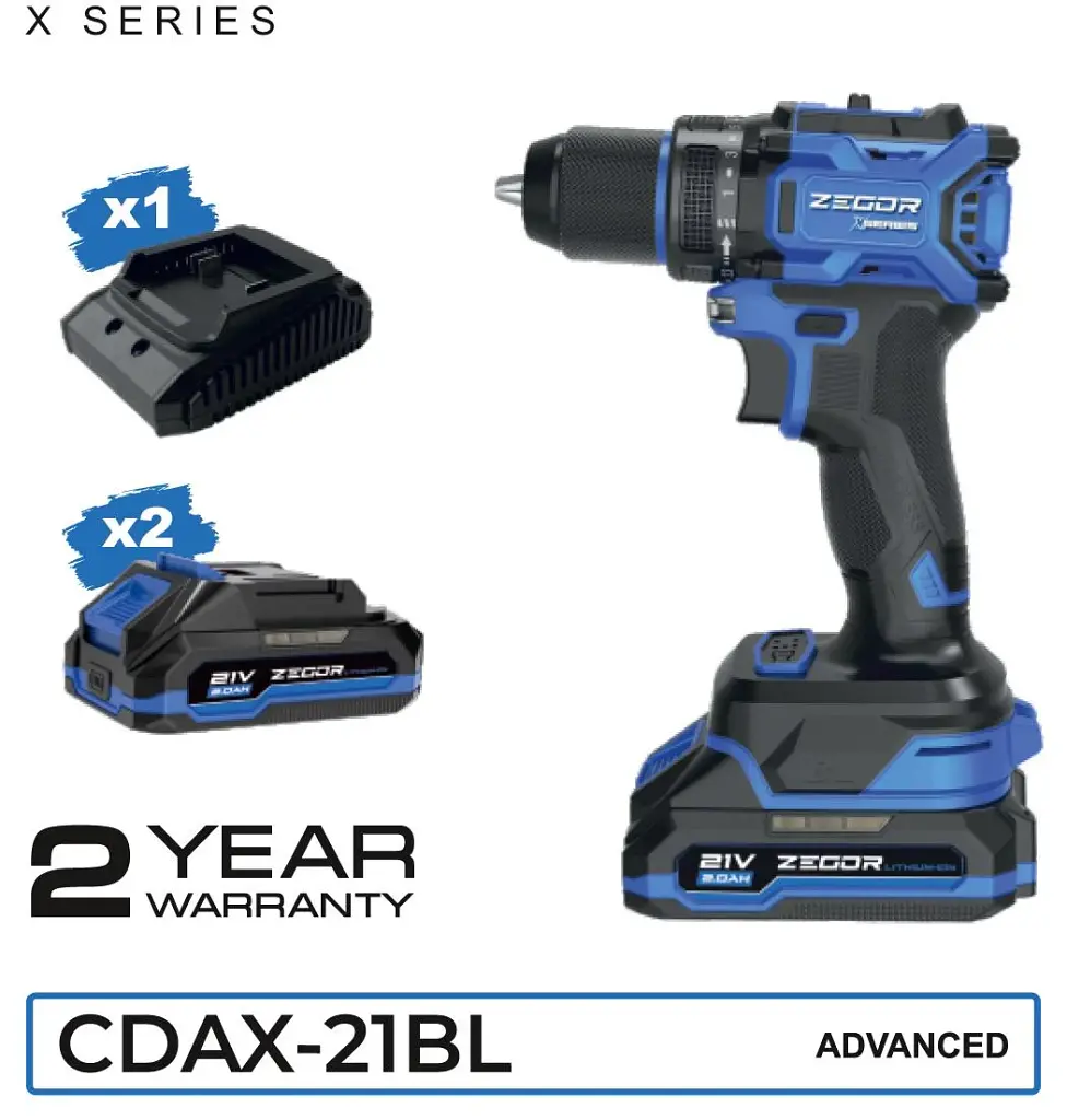 Шуруповерт аккумуляторный универсальный Zegor CDAX-21BL/21В/50 Нм/две скорости/2 батареи 21 В 2 Ач/Реверс/Подсветка
 - фото 11