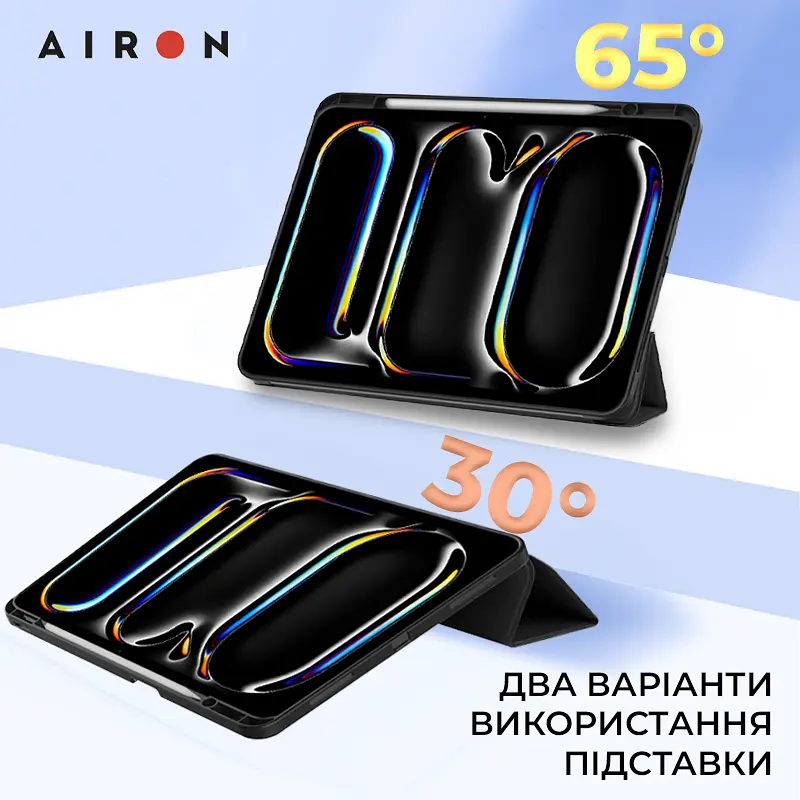 Чехол AIRON Premium SOFT для iPad Pro 11 2024 с защитной пленкой и салфеткой Black - фото 7