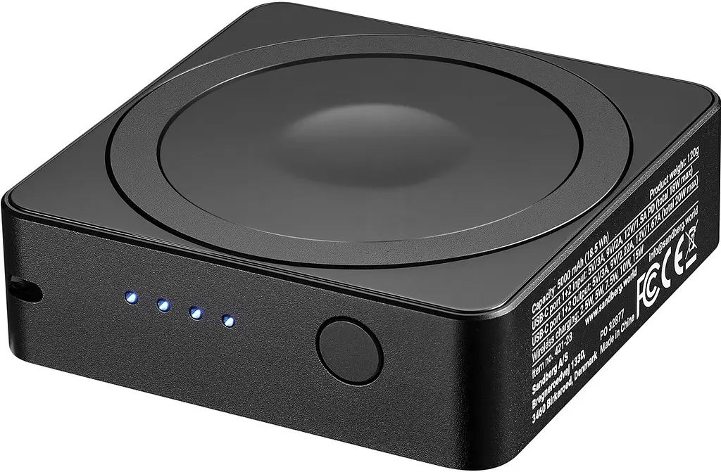 Універсальна мобільна батарея Sandberg Magnetic Wireless 5000mAh 20W PD, 2xUSB-C, QI-15W для Apple watch and Airpods - фото 3