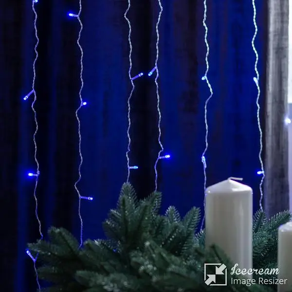 Гірлянда-штора світлодіодна 160 LED 1,5*1,5 м, синій - фото 9