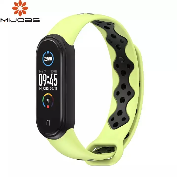 Ремінець MiJobs Sport Style для Xiaomi Mi Band 5/6 Lime Black - фото 2