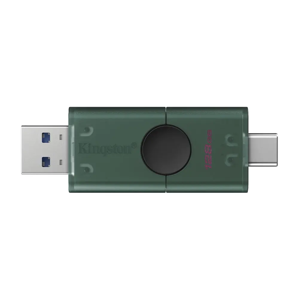 Флеш-накопичувач Kingston 128GB DataTraveler DuoG2 USB-A + USB-C 3.2 Gen1 чорний/зелений - фото 3