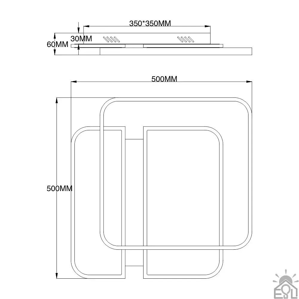 Керована світлодіодна люстра SAVIO 100W 2S-500×500×60-WHITE/BLACK-220-IP20 ESLLSE - фото 6