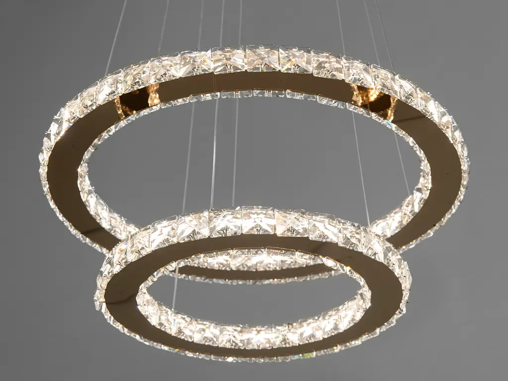 Люстра стельова LED Diasha 7206-6W/480+340G "Кришталеві кільця", 55W, 3025 лм, золото, для коридору, кухні, спальні - фото 3