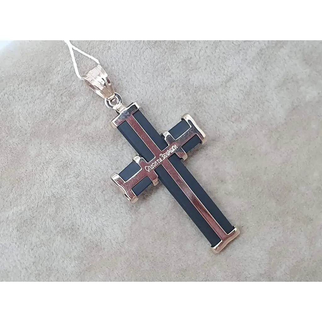 Золотий хрестик Tango з каучуком. Розп'яття Христа. 940011 - фото 4