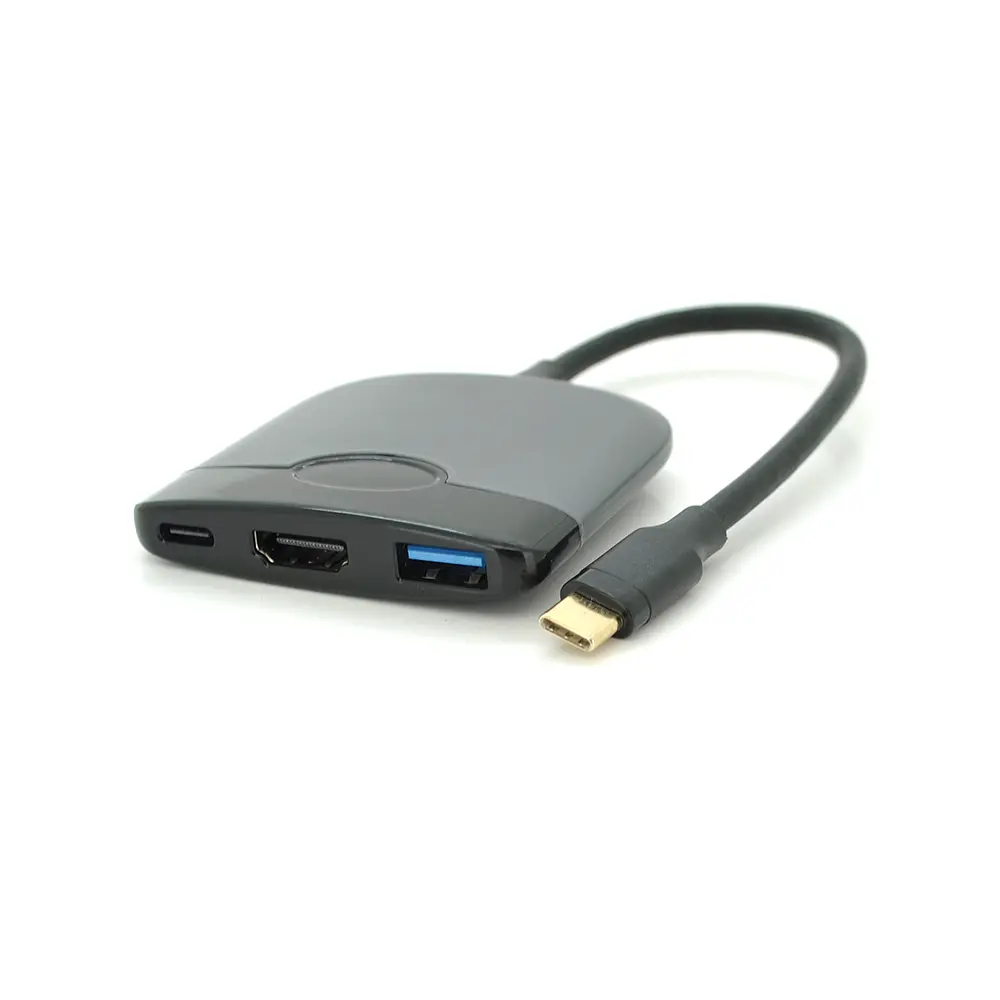 Хаб Voltronic Type-C (папа) пластиковый, HDMI (мама) + USB 3.0 (мама) + PD (мама), 23 см, Black - фото 2