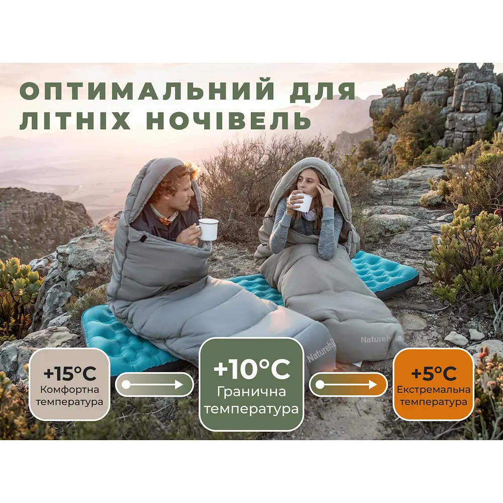Спальний мішок з капюшоном Naturehike MS100 CNK2350WS023 лівий, сірий - фото 8