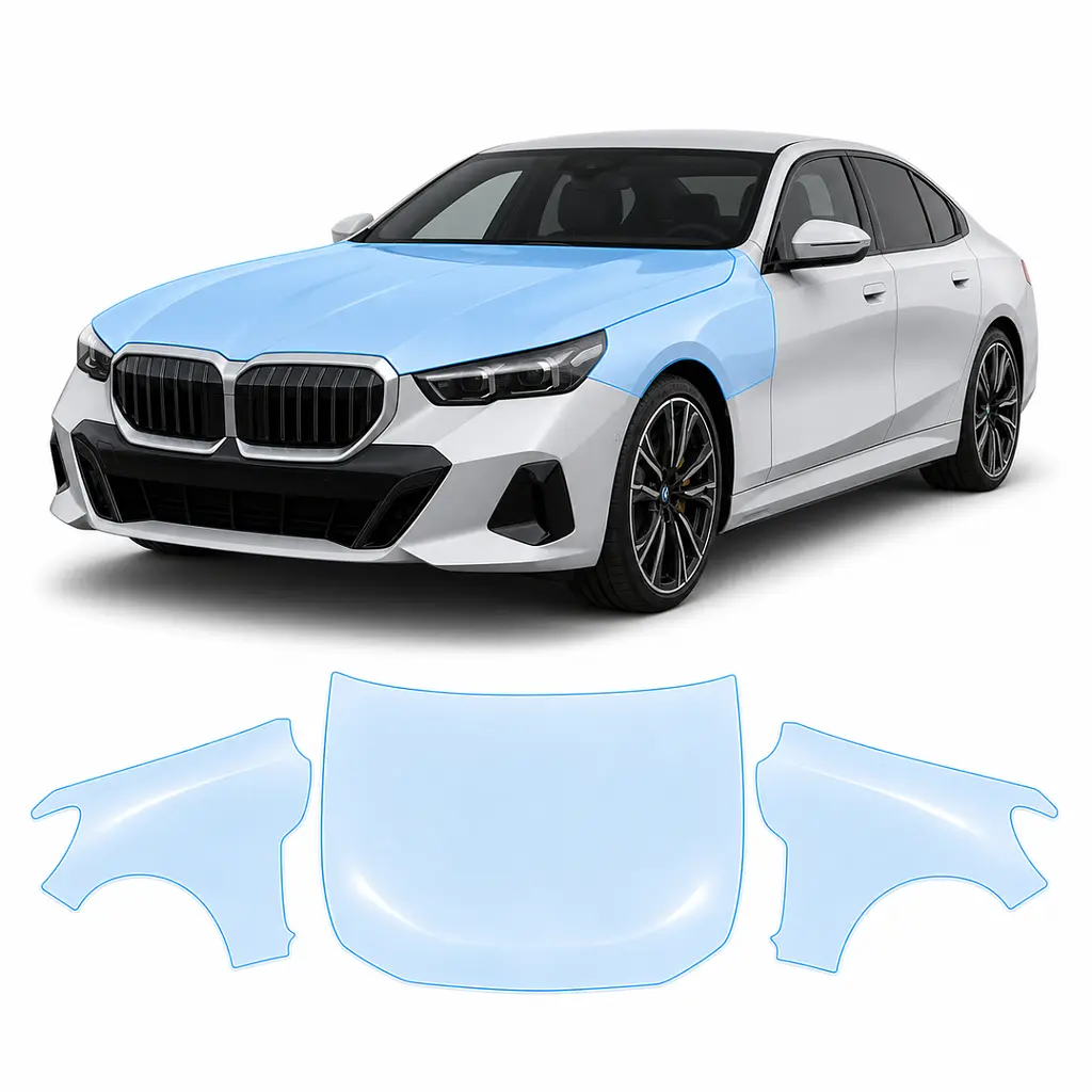 Антигравійна захисна бронеплівка за лекалами для BMW i5 G60 2023- капот і передні крила