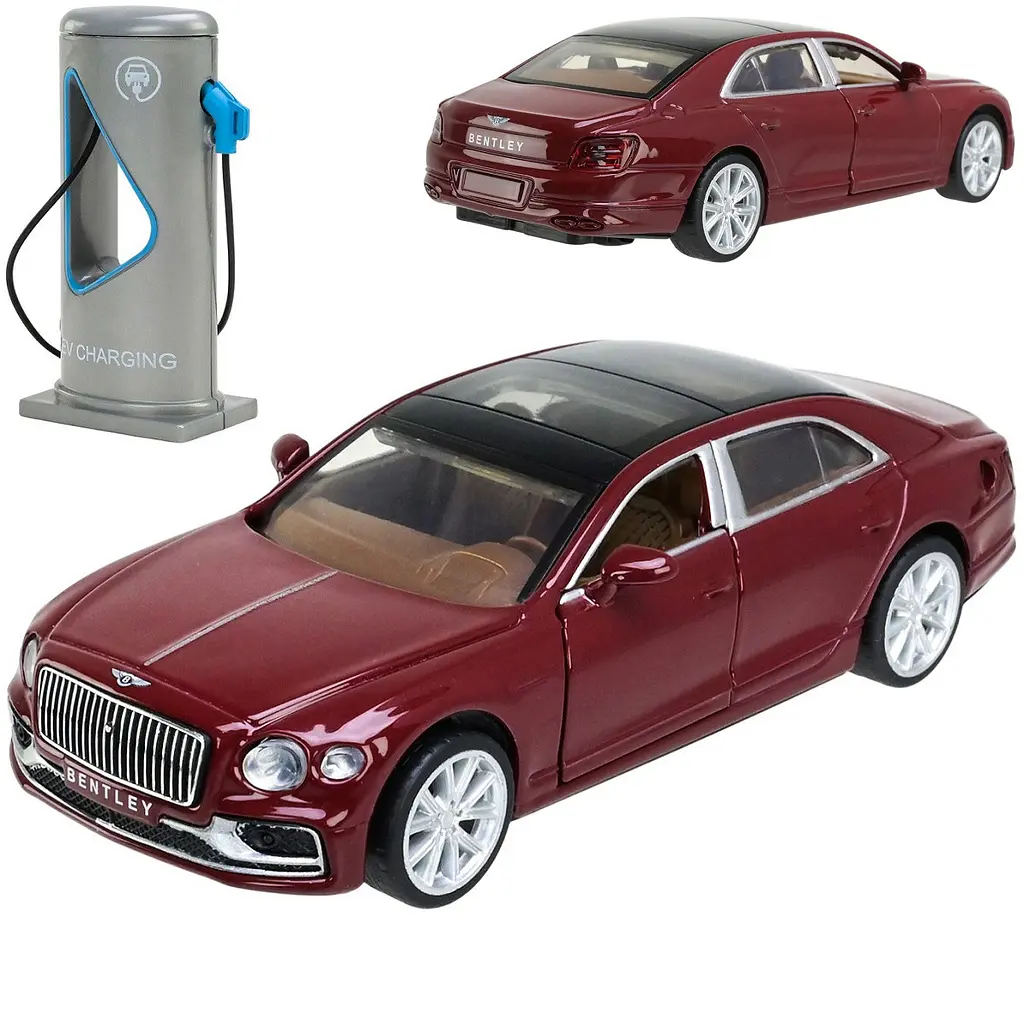 Колекційна металева модель автомобіля Автопром Bentley Flying Spur Hybrid із зарядною станцією, інерцією, світлом та звуком 1:38 - фото 2