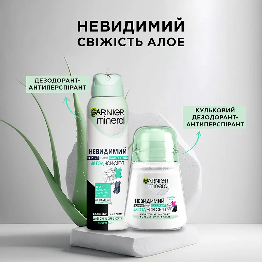 Дезодорант-антиперспірант Garnier Mineral Невидимий Дотик ніжності Алое кульковий 50 мл - фото 5