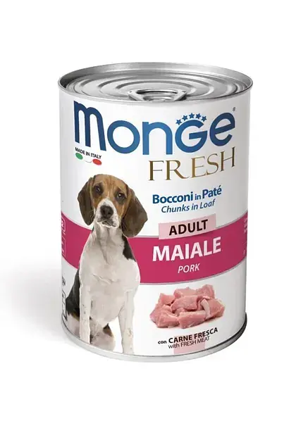 Вологий корм для собак Monge Fresh Adult, свинина, 400 г