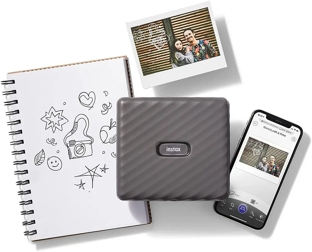 Подарунковий набір Фотопринтер Fujifilm Instax Link Wide, Фотопапір 20 шт, Сірий чохол, Фотоальбом на 64 фото Сірий - фото 4
