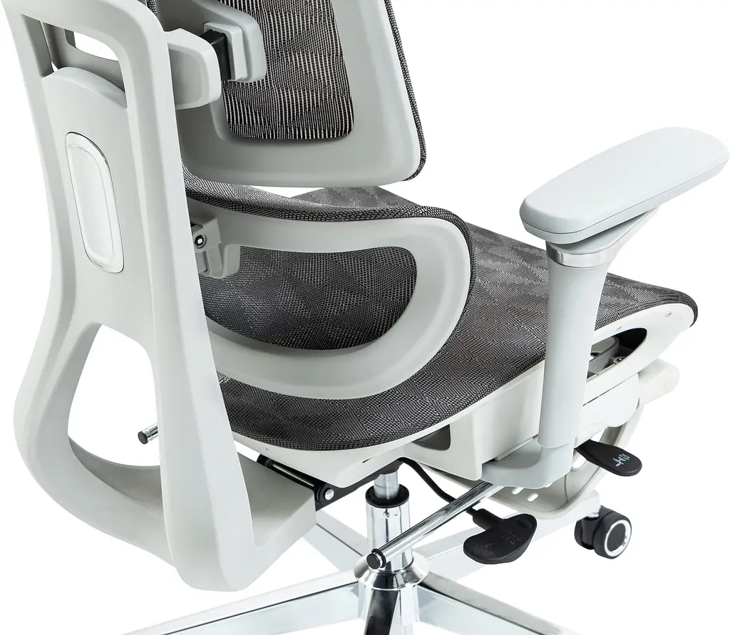 Офісне ергономічне крісло GT Racer B-2450 White/Gray - фото 7