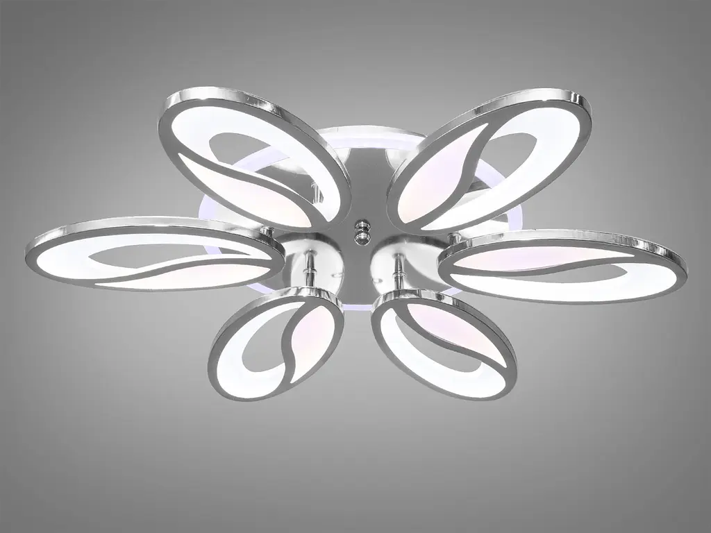 Люстра стельова LED Diasha 8090/6HR, 105W, 4100K/3200K/6500K, метал, акрил, сучасний стиль, з пультом, диммером - фото 3