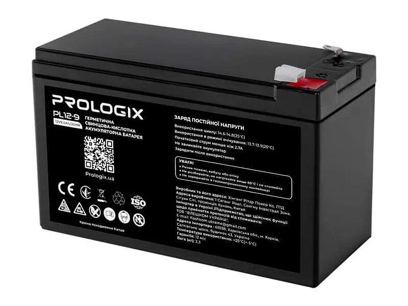 Акумулятор для ДБЖ PrologiX AGM 12V 9Ah (PL12-9) - фото 3