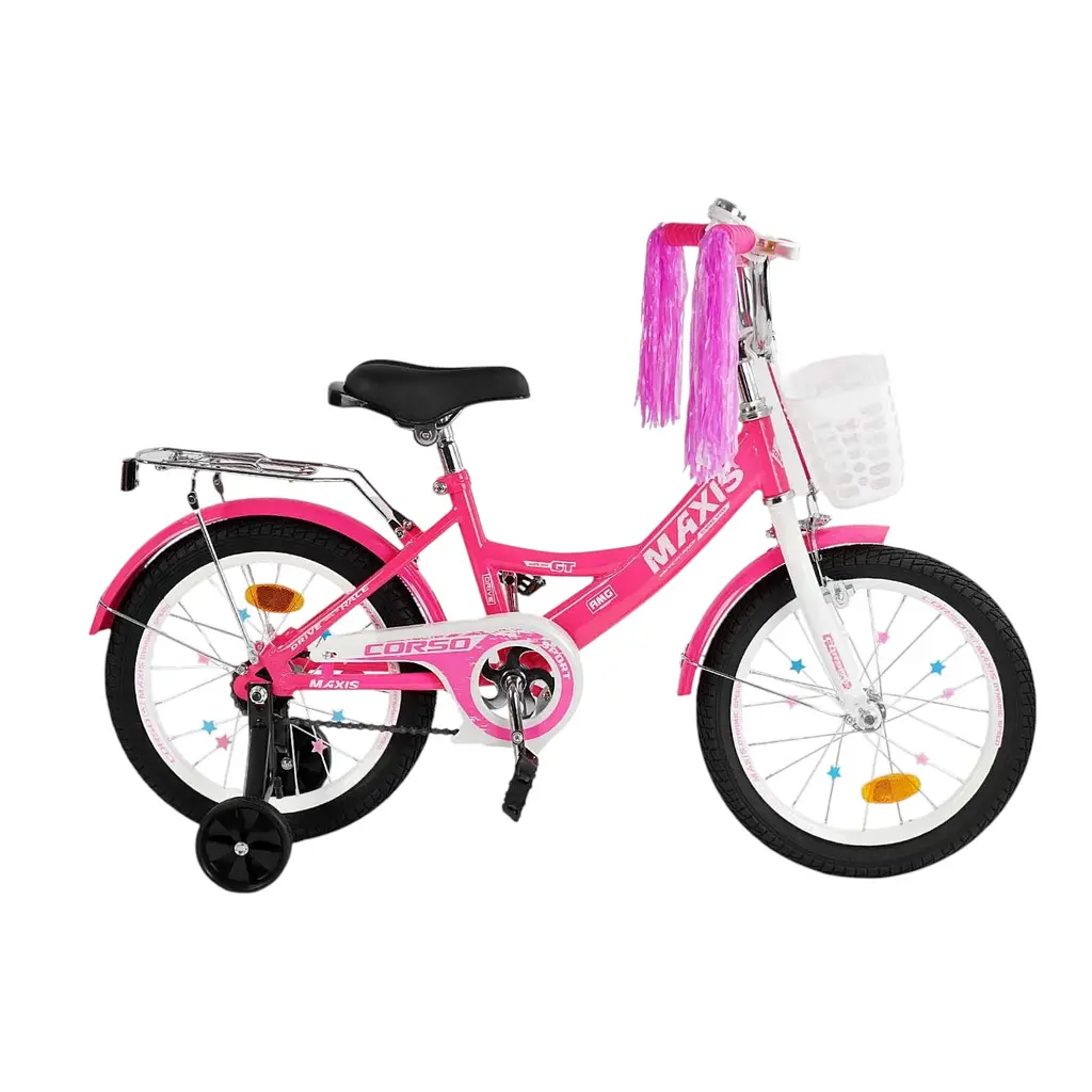 Велосипед 16" дюймів 2-х колісний CL-16113 "CORSO" MAXIS, кошик, ручне гальмо, дзвіночок, сидіння з ручкою, дод. колеса (6800067161130) - фото 2