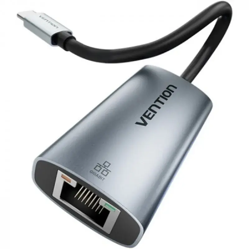 Перехідник USB-C to RJ45 Ethernet 1000Mbps black Vention (CFPHB) - фото 2