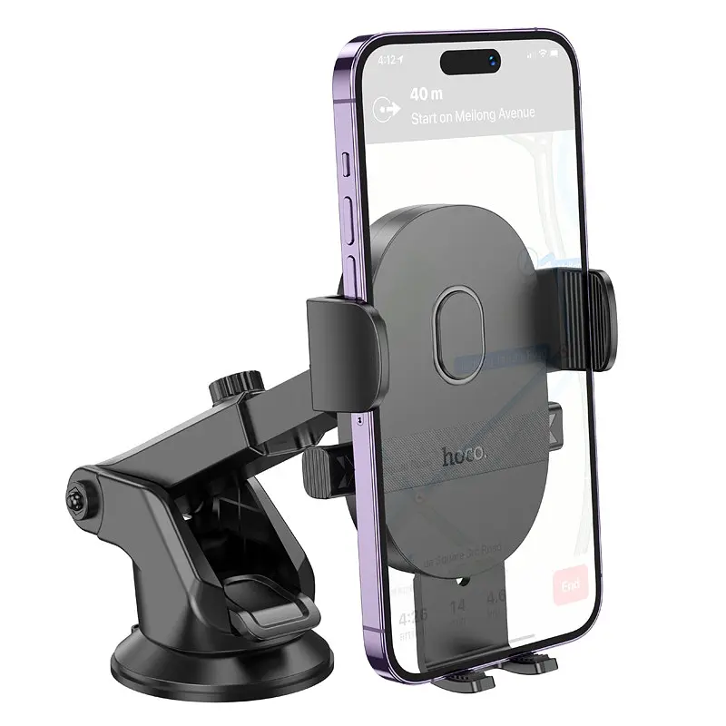 Автотримач для телефону HOCO H19 Mighty one-button car holder(center console) чорний 6942007601580 - фото 2