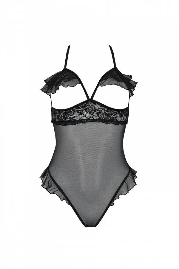 Еротичне боді Passion DOLLY BODY, S/M, black, з відкритими чашками - фото 3